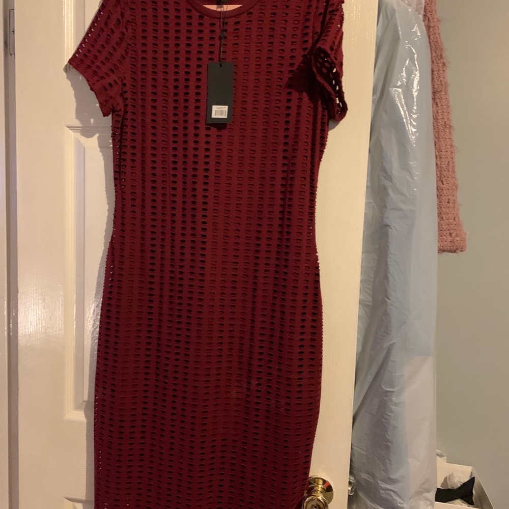 Net midi bodycon dress